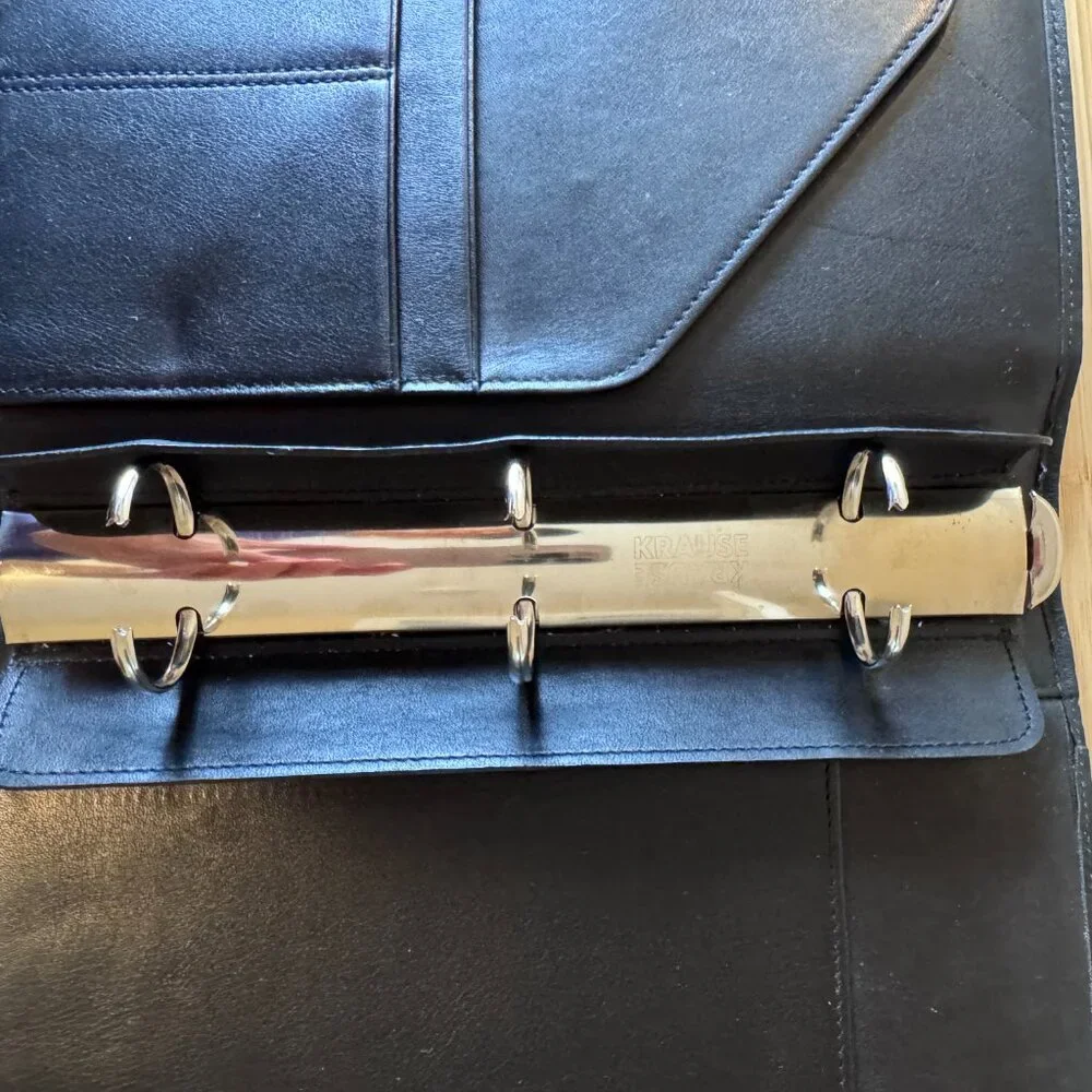 Coach Vintage Black Leather Desk Agenda- 3 Ring Krause Binder